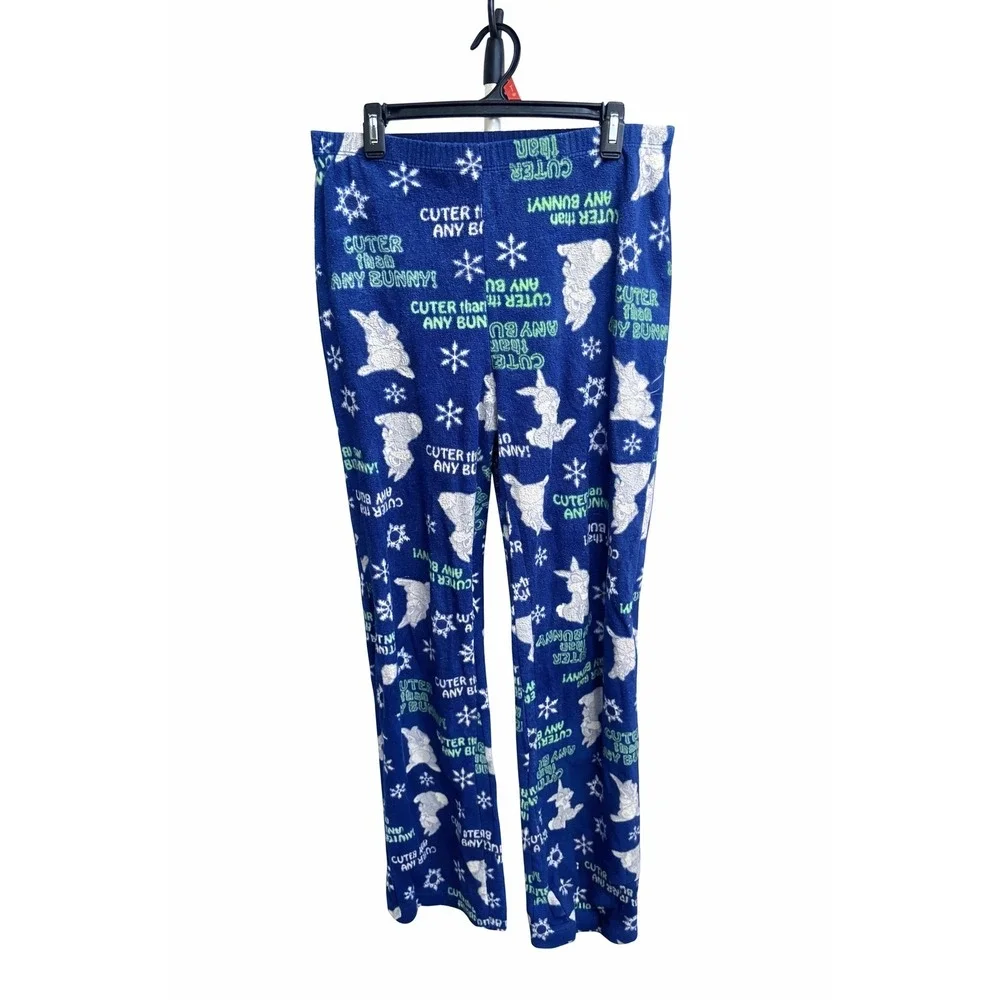 Disney Thumper Bambi Fleece Pajama Pants Blue Snowflake Cuter Than Any Bunny XL - Picture 1 of 5